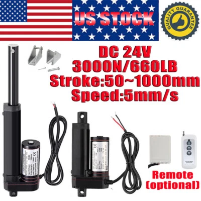 DC 24V Linear Actuator 4inch Stroke 6inch 3000N 660lbs 2"~ 40" Heavy Duty IP65 - Image 1 of 4