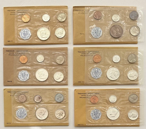 1959,1960,1961,1962,1963,1964 US Mint Proof Sets, Lot Of 6 (004) Cover