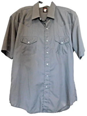 Camisa De Colección Karman Western Para Hombre Manga Corta Talla XL Extra Larga Gris Perla Broches de presión Foto 1 de 4