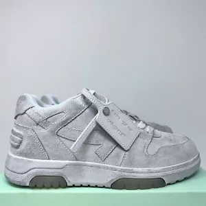 Off-White Out Of Office Men's Leather Sneakers Size 41 EU/8 US White Grey Suede - Picture 1 of 9