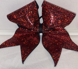 Large Cheer Competition Bow Dance Bow Stiff Red Black for Ponytail - Picture 1 of 5