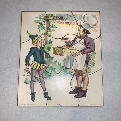 Vintage 1950's Two Sided Whitman Holgate Wooden Thick Puzzle Fair Sailboat Kids - Image 1 of 4