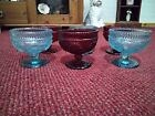Desert Dishes Set Of 6 Glass ,Red And Turquoise Ice Cream Bowls