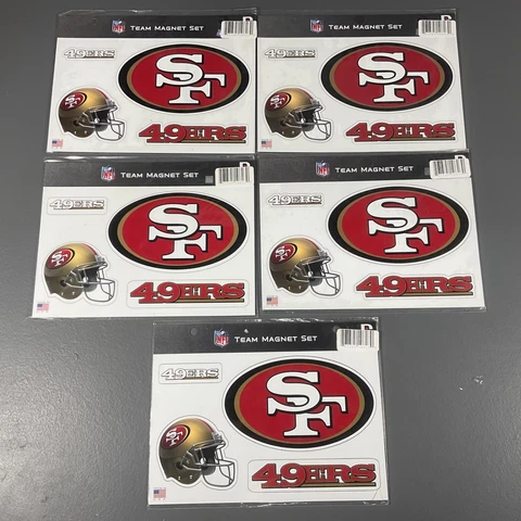San Francisco 49ers NFL Football Magnet Set Red Gold Team Logo Sports - LOT OF 5 Cover