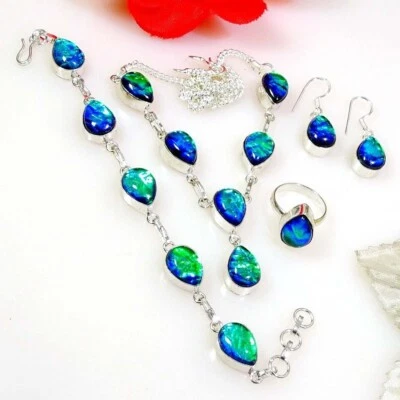Australian Triplet Opal Gemstone 925 Silver Necklace, Bracelet, Ring, Earring - Image 1 of 4