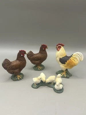 Schleich Farm Life Cockerel Hen/ Chicken and Chicks Retired Toy Figure Bundle - Image 1 of 4