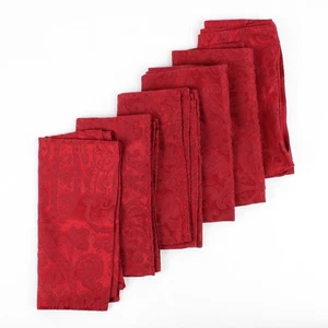 Menge 6 passende Ralph Lauren rot schillernde quadratische Stoffservietten 19,5"x 19,5" - Bild 1 von 5