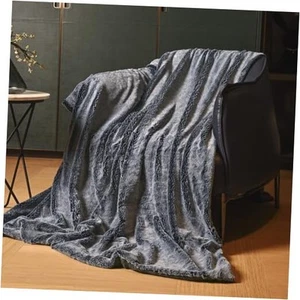 Luxury Silk Smooth Faux Fur Throw Blanket Discharge Print - Ultra Soft Fluffy - Picture 1 of 7