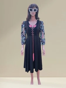 True Vintage Mid Century Mod 70er YOUNG EDWARDIAN by Arpeja Kleid 7 Cottagecore M  - Bild 1 von 16