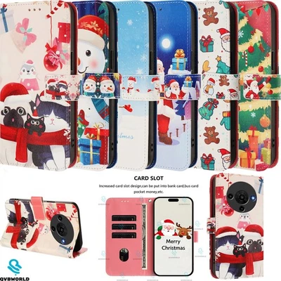 Phone Case Cover for ZTE A73 A75 A35E A76 A56 A36 Christmas Painted Wallet Case - Image 1 of 4