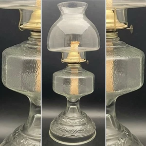 Lámpara de aceite Plume & Atwood vidrio transparente pergamino queroseno Hurricane Eagle c1950s EE. UU. - Imagen 1 de 18