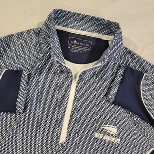 PeterMillar US Open 1/4 Zip Womens Small Blue Geometric Sun Protection UPF 50 - Picture 1 of 5