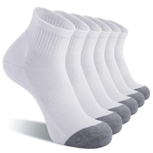 6 Pack Men's Ankle Socks with Cushion Athletic Running Socks, White, Shoe Siz... - Picture 1 of 6