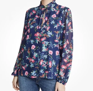 YUMI KIM Women's Small Mulberry Navy Blue Floral Lovelock Top Blouse - Picture 1 of 9