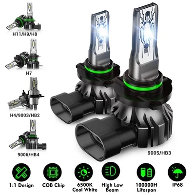 H4 H7 H11 9005 9006 LED Scheinwerfer Fern Abblendlicht 70W 30000LM 6500K Halogen - Bild 1 von 4
