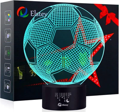 Elstey Soccer 3D LED Night Light Touch Table Desk Optical Illusion  - Image 1 of 4