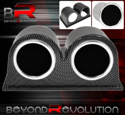 52mm Double Carbon Pod Holder Oil Temperature Vacuum Gauge Ratio Meter Glow Dial - Image 1 of 3