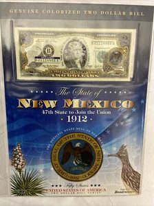 Genuine Colorized $2 Dollar Bill The State of New Mexico - Picture 1 of 1