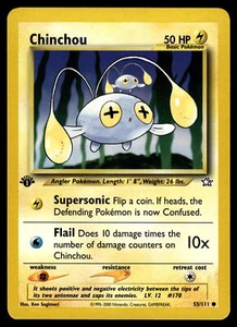 First Edition Chinchou #055/111 Neo Genesis Pokemon Near Mint or Better - Picture 1 of 2