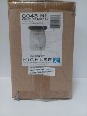 Iluminación interior de níquel cepillado Kichler 8043NI 100 W vidrio grabado blanco nuevo en caja Foto 1 de 3