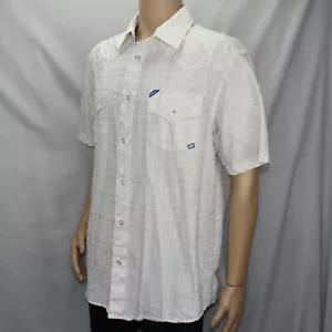 Ecko Unlimited Western Cut Men's Large Short Sleeve Shirt White Plaid  - Picture 1 of 8