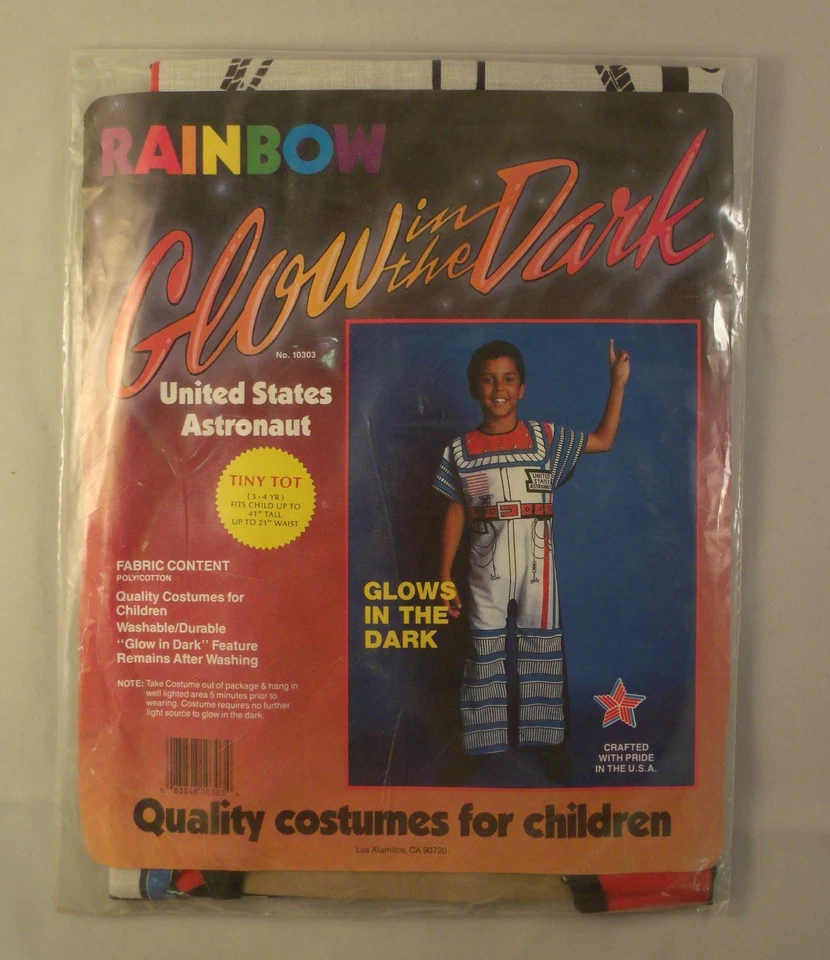 Brilla en la Oscuridad Estados Unidos Astronauta Niño Halloween Disfraz 3 - 4 Años  Foto 1 de 1