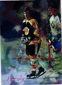 Tarjeta impresa edición limitada firmada por artista auténtico de Bobby Orr 2019 49 de 50 - Imagen 1 de 4