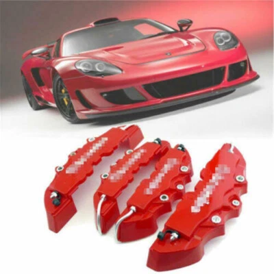4X 3D Style Brake Caliper Covers Universal Car Disc Front & Rear Kits Red UK - Image 1 of 4