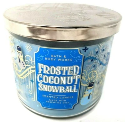 Bath & Body Works Candle Frosted Coconut Snowball 3 Wick 14.5 Oz  - Image 1 of 4