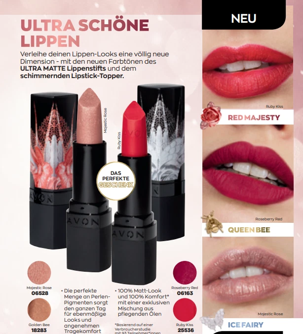 Avon Topper Lippenstift Farbe Majestic Rose Mund Kuss Chic Creme