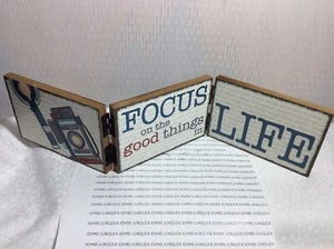 FOCUS ON THE GOOD THINGS IN LIFE SIGN New Wood Sign 3 Pieces GREAT Gift!! - Picture 1 of 5
