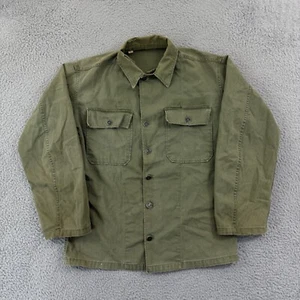 Vintage 50s US Military HBT Utility Jacket Men Small Army Korean War Herringbone - Picture 1 of 10