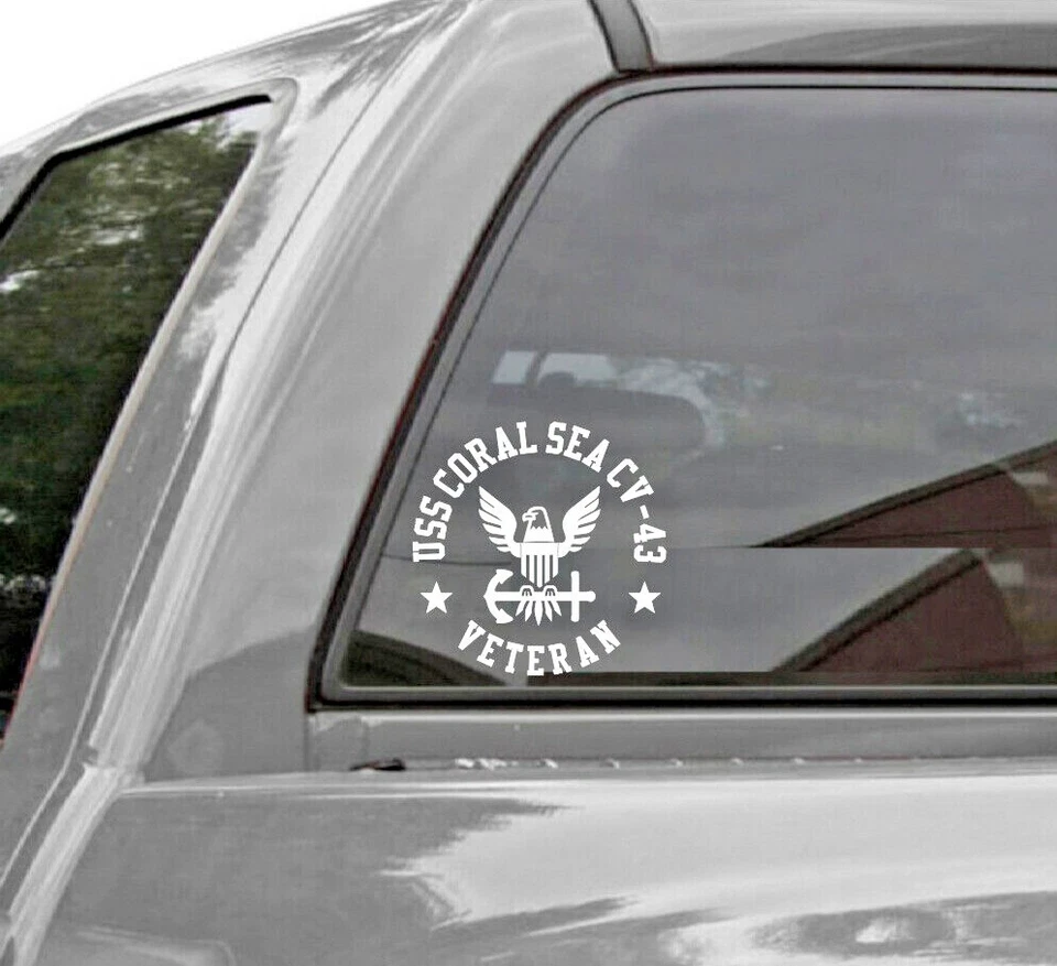 ORACAL USS CORAL SEA CV-43 Vinyl Window Decal U.S. NAVY Style