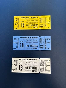 3 unverkaufte 1966 BEATLES Original Konzertkarten - Suffolk Downs, Mass. mit COA - Bild 1 von 1