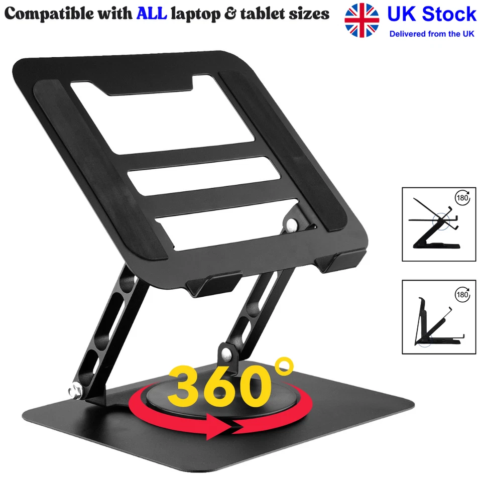 360° Adjustable Foldable Laptop Tablet Stand Riser Bracket Holder Mount for Desk - Image 1 of 4