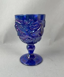 Madonna Inn Fenton Wine Goblets Glasses Wild Rose 5" Blue 1970s - Picture 1 of 4