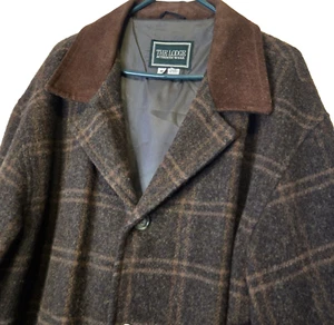 Vintage Wool Barn Chore Coat Suede Collar Mens M Window Pane Plaid Jacket Equestrian - Bild 1 von 11