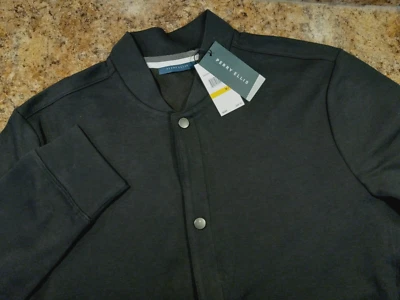 Men's Perry Ellis Jacket Lightweight Stretch L/S-Snap-Up-2 Pockets Medium Black - Image 1 of 4