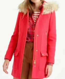 NEW J.Crew Petite Chateau Parka in Italian Stadium-Cloth Wool P2 Red B5747 Coat - Picture 1 of 7