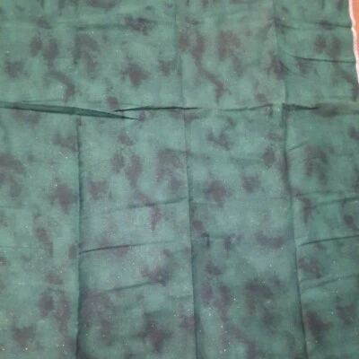 VTG Quilting Fabric 44" X 64" Sewing Cotton Dark Green & Gold Glitter - Image 1 of 3