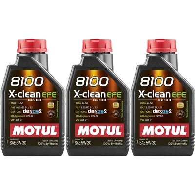3x Olio Motore Motul 8100 X Clean Efe 5w30 Acea C2 / C3 100% Sintetico