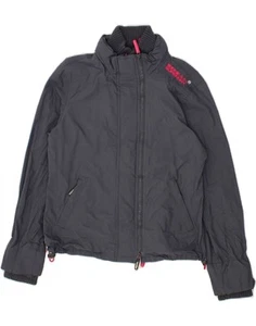 SUPERDRY Womens Windcheater Graphic Rain Jacket UK 16 Large Grey Nylon AX15 - Picture 1 of 3