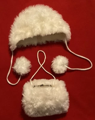 Faux Fur  Winter Hat Bonnet Style & Muff -Purse White, Size Toddler to 3-4 Foto 1 de 4