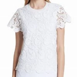 TED BAKER White Lace "Kitta" Short Sleeve Shirt Sz 2 (M) - Picture 1 of 6
