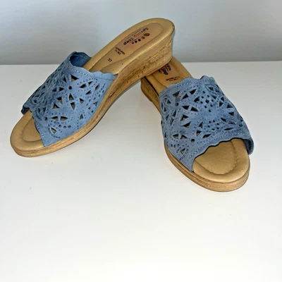 Spring Step Womens Slide Sandals Size 37 Leather Boho Beach Cork Wedge Coastal - Image 1 of 4