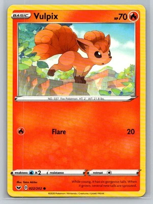 Vulpix #022/202 SWSH01: Sword & Shield Base Set Common - Pokemon Cards G8 - Image 1 of 2