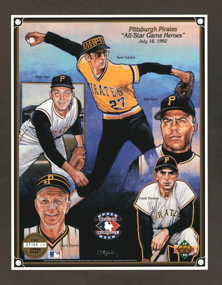 1992 Upper Deck Pittsburgh Pirates All Star Game Commemorative Sheet  #L298 - Image 1 of 1