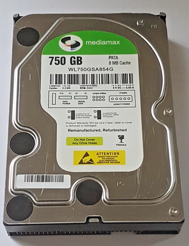 750 GB Ide Mediamax WL750GSA854G P-Ata 5400rpm 8MB HDD 3.5 " Internal Hard Drive - Image 1 of 1