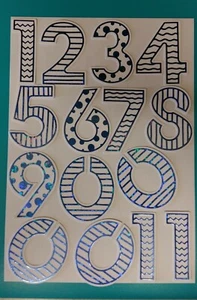 3" blue handcrafted Number die cuts 2 set 1-9 plus 0's (20,30,40etc) &1's teens - Picture 1 of 2