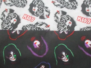 Kiss Rock Band Fabric- Cotton One Full Yard 36"x 44" Wide (Black or White) - Picture 1 of 22